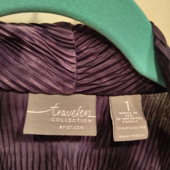 Chico's Travelers Purple Tie Dye Tie Front Jacket Cardigan Sz 1 (M) Fairy Gothic - Picture 2 of 6